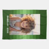 Retro Stripes - Kerstgroen - Eenvoudige foto Theedoek (Horizontaal)