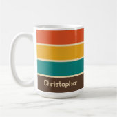 Retro Stripes  Kleur Blauwgroen Oranje bruine naam Koffiemok (Links)