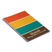 Retro Stripes  Kleur Blauwgroen Oranje naam Notitieboek (Rechterzijde)