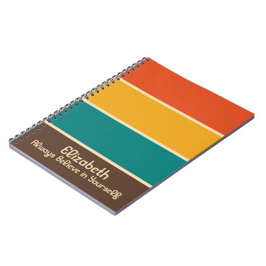Retro Stripes  Kleur Blauwgroen Oranje naam Notitieboek (Linkerzijde)