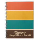 Retro Stripes  Kleur Blauwgroen Oranje naam Notitieboek (Voorkant)