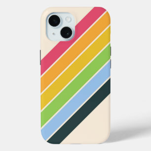 Retro Stripes Kleurrijk Gestreept 70s 80s Ontwerp iPhone 15 Case