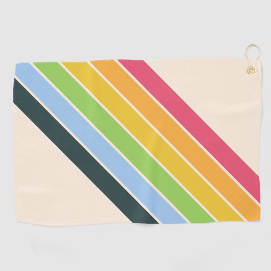 Retro Stripes Kleurrijk Gestreept 70s 80s Ontwerp Golfhanddoek (Horizontaal)