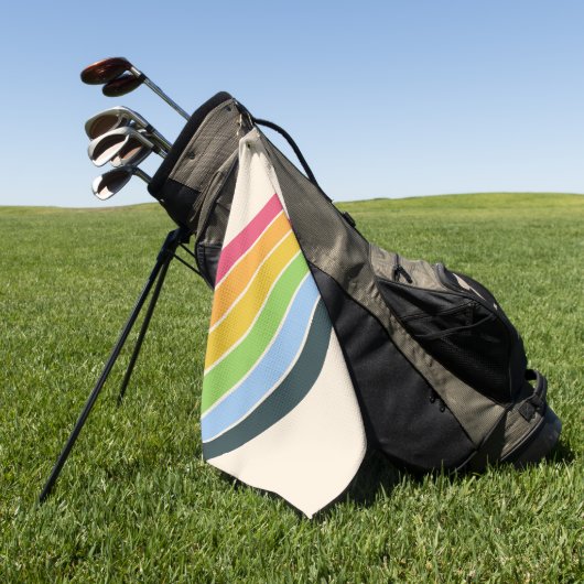 Retro Stripes Kleurrijk Gestreept 70s 80s Ontwerp Golfhanddoek (Groen)