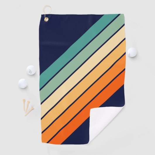 Retro Stripes Kleurrijk Gestreept 70s 80s Ontwerp Golfhanddoek (Insitu)