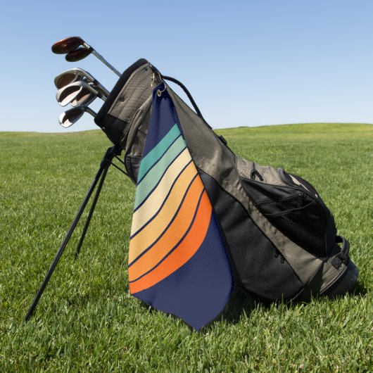 Retro Stripes Kleurrijk Gestreept 70s 80s Ontwerp Golfhanddoek (Groen)