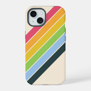 Retro Stripes Kleurrijk Gestreept 70s 80s Ontwerp iPhone 15 Case