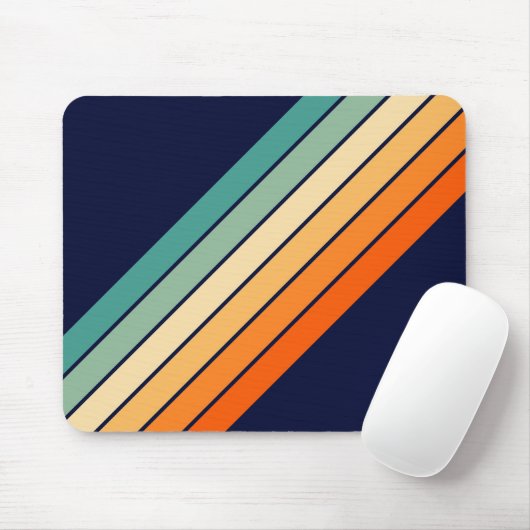 Retro Stripes Kleurrijk Gestreept 70s 80s Ontwerp Muismat (Met muis)