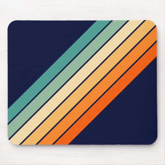 Retro Stripes Kleurrijk Gestreept 70s 80s Ontwerp Muismat (Voorkant)