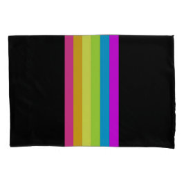 Retro Stripes Kussensloop (zwart en neon)