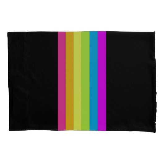 Retro Stripes Kussensloop (zwart en neon) (Voorkant)