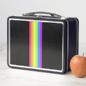 Retro Stripes Metalen Lunchbox (Black & Neon Multi (In situ)