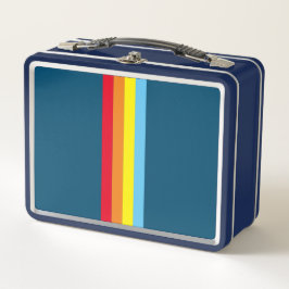 Retro Stripes Metalen Lunchbox (Navy Blue Multi)