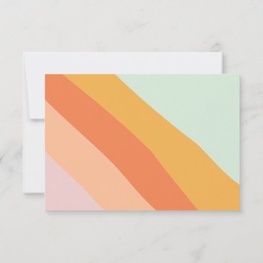 Retro Stripes Mint Coral Peach Custom Weddenschap Bedankkaart (Achterkant)