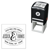 Retro Stripes & Names Return Address Oval Zelfinktende Stempel (In situ)