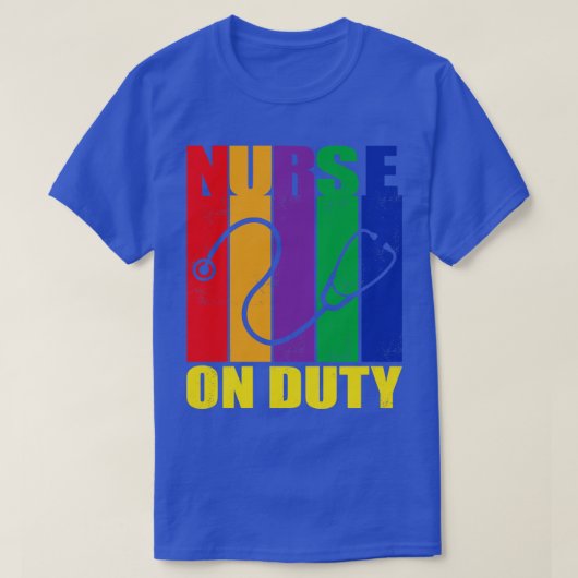 Retro Stripes on Duty Nurse T-shirt (Design voorkant)