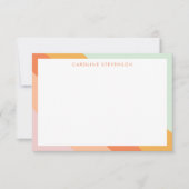 Retro Stripes Oranje Mint Pastel Persoonlijke naam Bedankkaart (Voorkant)