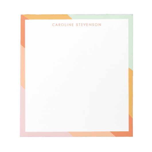 Retro Stripes Oranje Mint Pastel Persoonlijke naam Notitieblok (Voorkant)