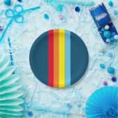 Retro Stripes Papieren Borden (Navy Blue Multi) Bordje (Feest)