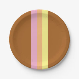 Retro Stripes papieren Borden (Sinaasappel Multi) Papieren Bordje