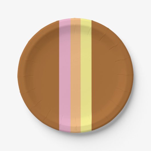 Retro Stripes papieren Borden (Sinaasappel Multi) Papieren Bordje (Voorkant)