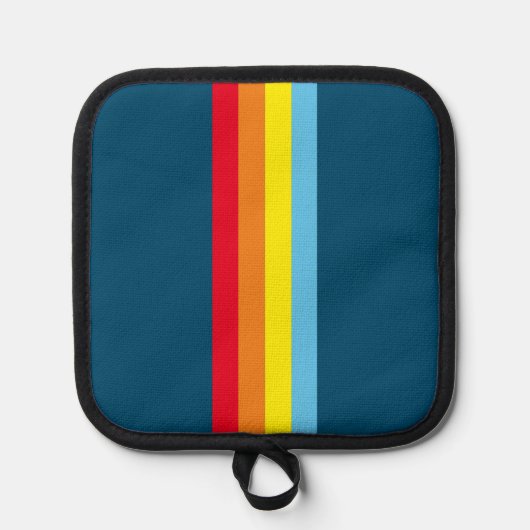 Retro Stripes Pot Houder (Navy Blue Multi) (Voorkant)