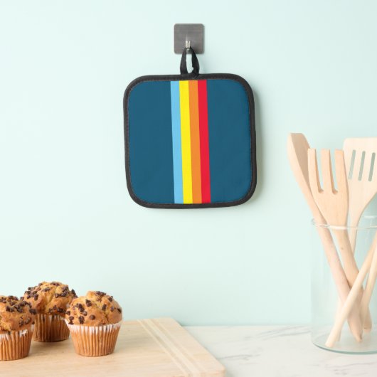 Retro Stripes Pot Houder (Navy Blue Multi) (Insitu(Ophanging))