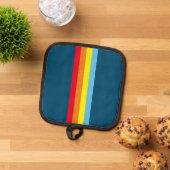 Retro Stripes Pot Houder (Navy Blue Multi) (Top down)