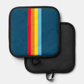 Retro Stripes Pot Houder (Navy Blue Multi) (Voorkant / Achterkant)