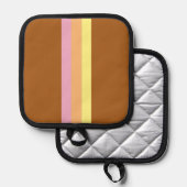 Retro Stripes Pot Houder (Sinaasappel Multi) (Voorkant / Achterkant)