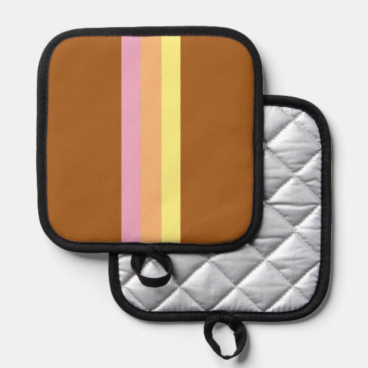 Retro Stripes Pot Houder (Sinaasappel Multi) (Voorkant / Achterkant)