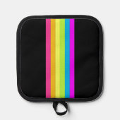 Retro Stripes Pot Houder (Zwart & Neon Multi) (Voorkant)