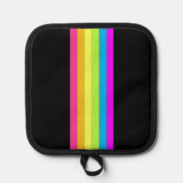 Retro Stripes Pot Houder (Zwart & Neon Multi)