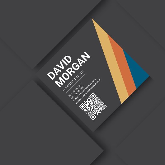 Retro Stripes QR-code Vierkante Visitekaartje