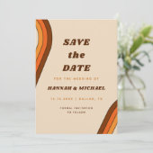 Retro Stripes Rainbow 70s Minimalistisch voor 70-e Save The Date (Staand voorkant)