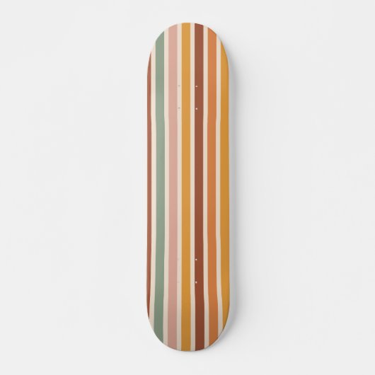 Retro Stripes Rainbow Groovy 70s stijl Persoonlijk Skateboard (Voorkant)
