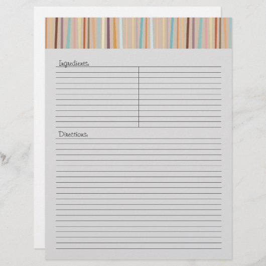 Retro Stripes Recipe Letterhead (Voorkant / Achterkant)