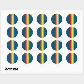 Retro Stripes Ronde Stickers (Navy Blue Multi) (Vel)