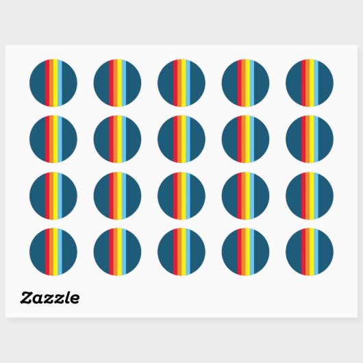 Retro Stripes Ronde Stickers (Navy Blue Multi) (Vel)