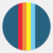 Retro Stripes Ronde Stickers (Navy Blue Multi) (Voorkant)