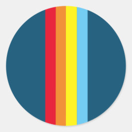 Retro Stripes Ronde Stickers (Navy Blue Multi)