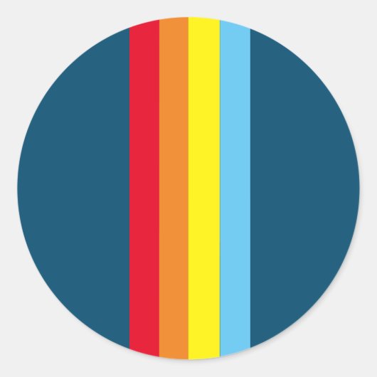 Retro Stripes Ronde Stickers (Navy Blue Multi) (Voorkant)