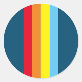 Retro Stripes Ronde Stickers (Navy Blue Multi)