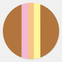 Retro Stripes Ronde Stickers (Oranje Multi)