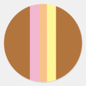 Retro Stripes Ronde Stickers (Oranje Multi) (Voorkant)