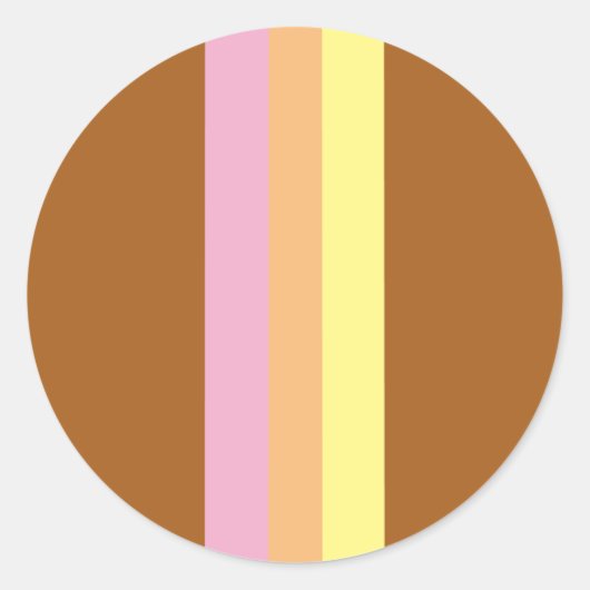 Retro Stripes Ronde Stickers (Oranje Multi) (Voorkant)