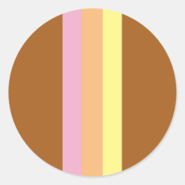 Retro Stripes Ronde Stickers (Oranje Multi)