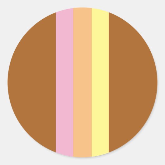 Retro Stripes Ronde Stickers (Oranje Multi) (Voorkant)