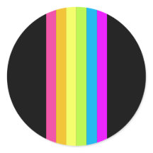 Retro Stripes Ronde Stickers (Zwart & Neon Multi)