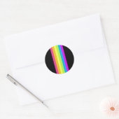 Retro Stripes Ronde Stickers (Zwart & Neon Multi) (Envelop)